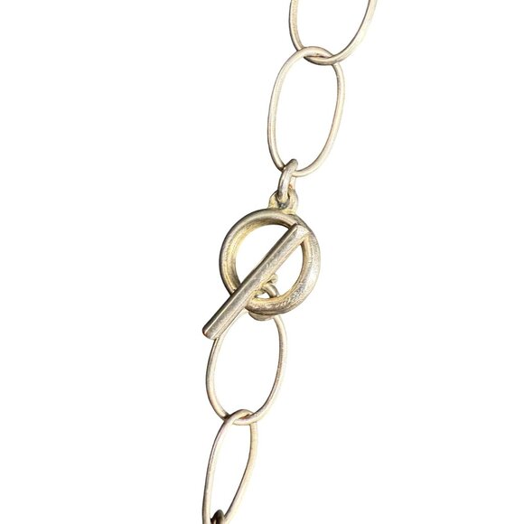 Black Beaded Green Crystal Station Charms Chain Long Necklace Silver Tone - Picture 8 of 8